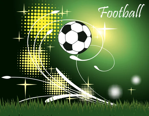 Voetbal banner. Verlichte speelveld — Stockvector