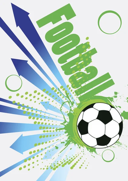 Abstracte voetbal poster met blauwe pijlen — Stockvector