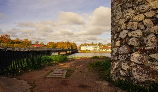 Podzimní Scenérie Jezerem Vyborgu Rusku Vyborg 174Km Severozápadně Petrohradu Jen — Stock fotografie