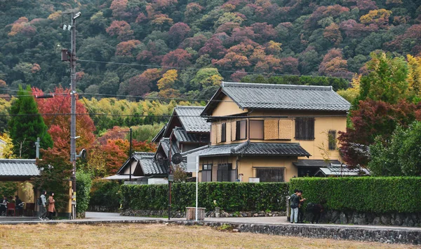 Γραφικό Παλιό Τοπίο Του Χωριού Φθινόπωρο Στο Κιότο Ιαπωνία — Φωτογραφία Αρχείου