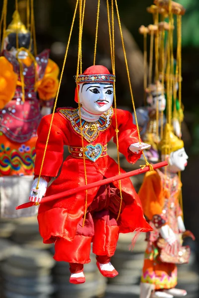 Tradycyjna Birmańska Marionetka Sprzedaż Sklepie Bagan Myanmar Legenda Głosi Lalkarstwo — Zdjęcie stockowe