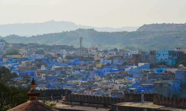 印度Jodhpur蓝色城市的空中景观 根据印度教传说 蓝色是湿婆神的神圣颜色 — 图库照片