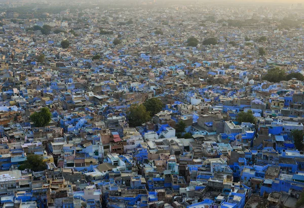 Luchtfoto Van Blue City Jodhpur India Volgens Hindoe Legende Blauw — Stockfoto