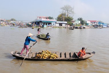 tekne yüzen Pazar Mekong Nehri, kürek