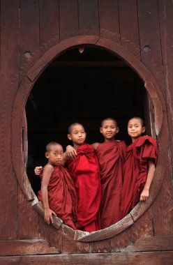 Burmese novice boys in Mandalay clipart