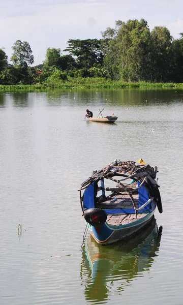 Barca da pesca sul fiume Mekong — Foto Stock