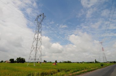 Pirinç alan ile yüksek gerilim güç dikmesi