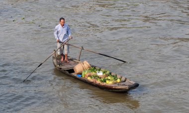 tekne yüzen Pazar Mekong Nehri, kürek
