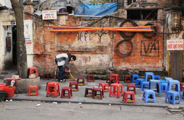 Peyzaj Hanoi sokak pazarı
