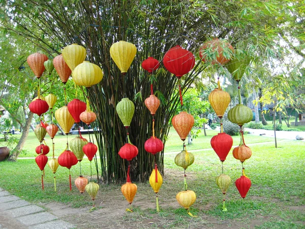 Chinese lanterns on a tree at the park — Stock Photo, Image