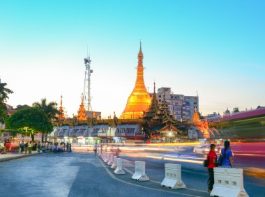 Yangon cityscape, Myanmar gece görünümü