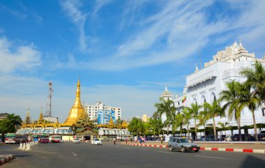 Traffic in downtown Yangon, Myanmar clipart