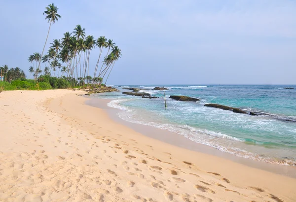 Playa con arena blanca y palmeras — Foto de Stock