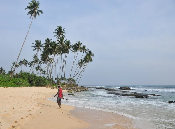 Playa con arena blanca y palmeras — Foto de Stock