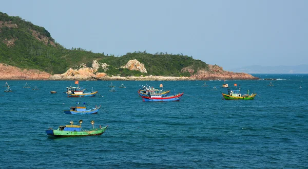 Barche tribali sulla bellissima spiaggia — Foto Stock