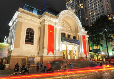 Saigon Opera House building at night clipart