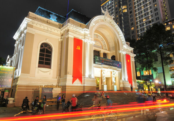 Saigon Opera House building at night