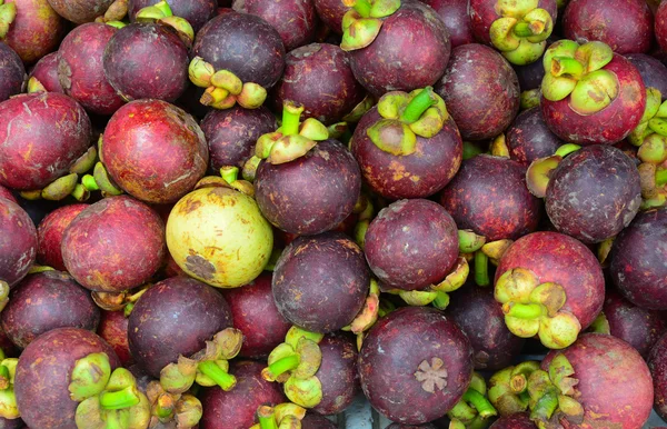 Fresh organic mangosteen fruits at the market — Stock Photo, Image