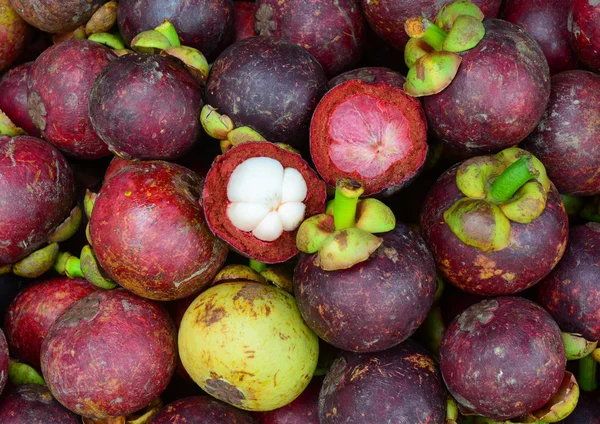 Fresh Organic Mangosteen Fruits Market Mekong Delta Southern Vietnam — Stock Photo, Image