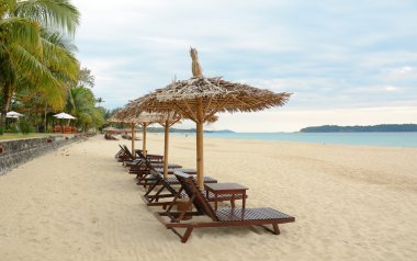 Şemsiye ve plaj sandalyeleri plaj