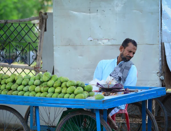 Bir adam bir durak Delhi meyve satıyor — Stok fotoğraf