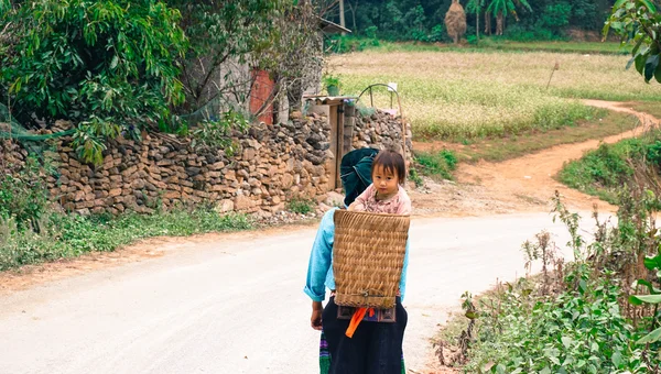 Yolda yürürken Hmong kadınların — Stok fotoğraf