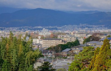 Japonya 'nın başkenti Kyoto' nun çarpıcı hava manzarası.