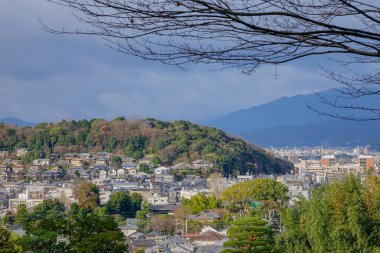Japonya 'nın başkenti Kyoto' nun çarpıcı hava manzarası.