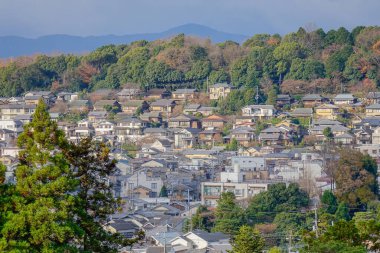 Japonya 'nın başkenti Kyoto' nun çarpıcı hava manzarası.