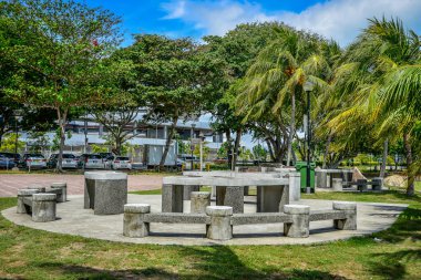 Singapur - 11 Şubat 2020. Singapur şehir merkezindeki yeşil park, yeşilliği şehir gelişimine entegre etmesiyle ünlü bir ülke..