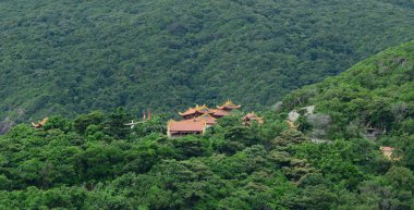 Dağ tepesinde bir pagoda 
