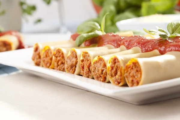 Cannelloni på tallrik — Stockfoto