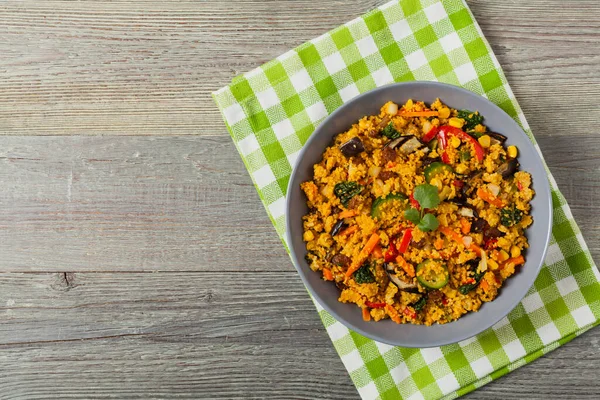 Couscous Oriental Vegetarian Dish Top View — Stock Photo, Image