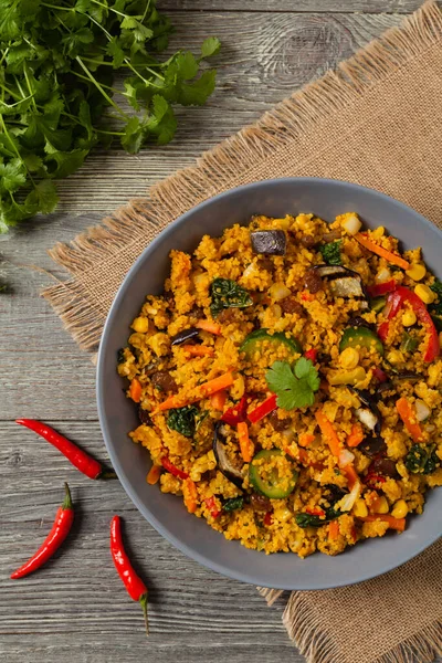 Couscous Oriental Vegetarian Dish Top View — Stock Photo, Image