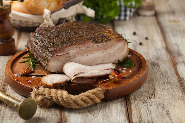 Baked Whole Pork Bacon Front View — Stock Photo, Image