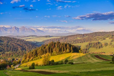 Pieniny Dağları 'nın güzel manzarası. Poland.Arka planda Tatry