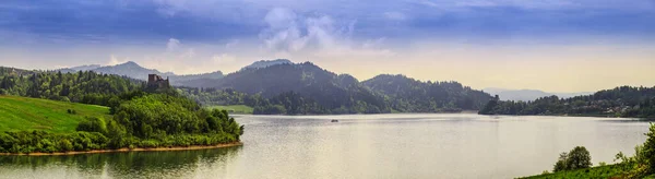 Panorama Czorsztyn Lake View Castle Ruins Niedzica Castle Background — Stock Photo, Image