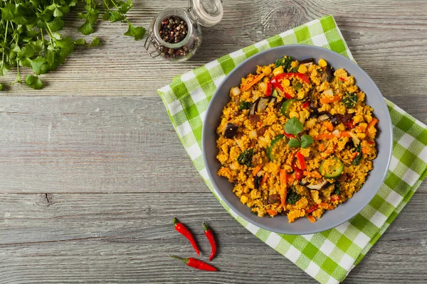 Couscous Oriental Vegetarian Dish Top View — Stock Photo, Image