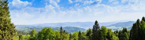 Panoramę Widok Beskidy Krynicy Zdroju Polska — Zdjęcie stockowe