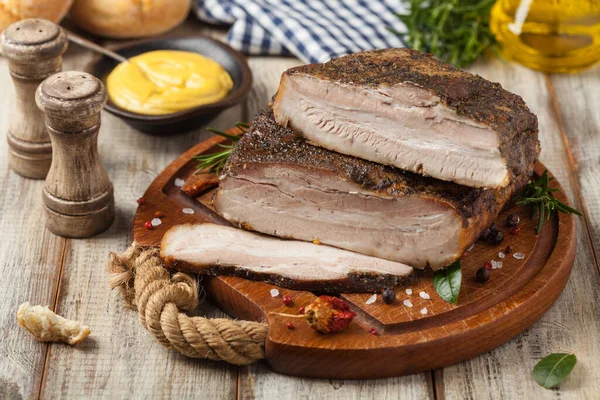 Baked Whole Pork Bacon Front View — Stock Photo, Image