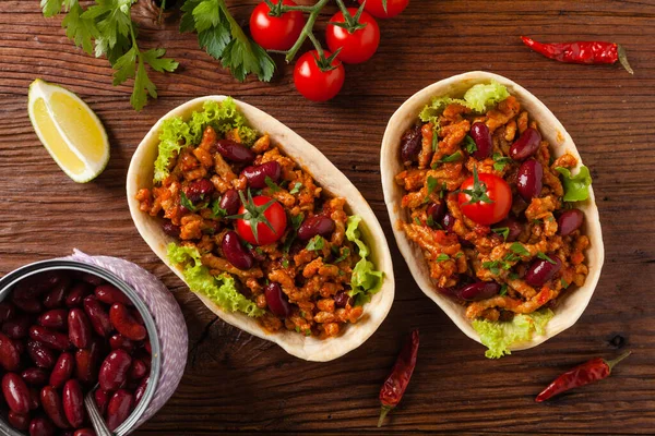 Buritos Ständen Draufsicht Flache Lage — Stockfoto