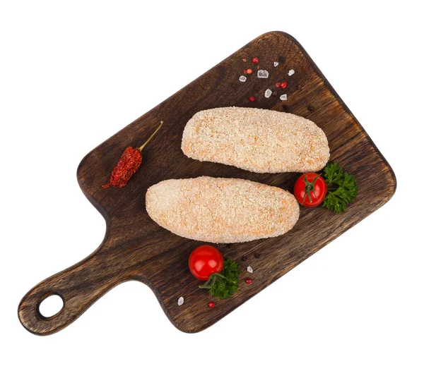 Devolay บเนย แสดงบนกระดานส าตาล ขนมป งในขนมป งกระส ขาวพ นหล — ภาพถ่ายสต็อก