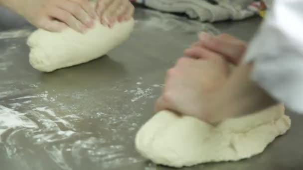 Hands kneading the dough — Stock Video