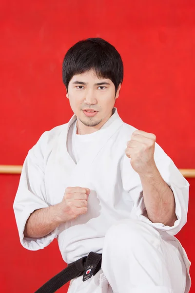 Hombre practicando karate — Foto de Stock
