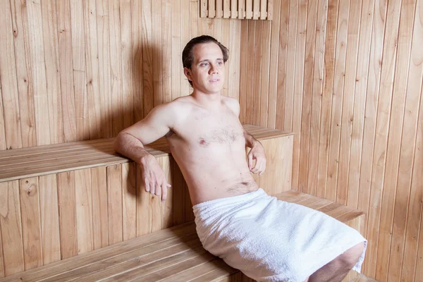 Man inside the Sauna — Stock Photo, Image