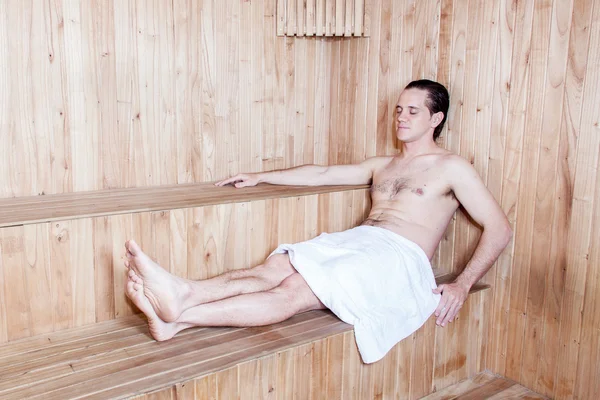 Man resting in the sauna — Stock Photo, Image