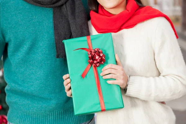Couple holding gift — Stock Photo, Image