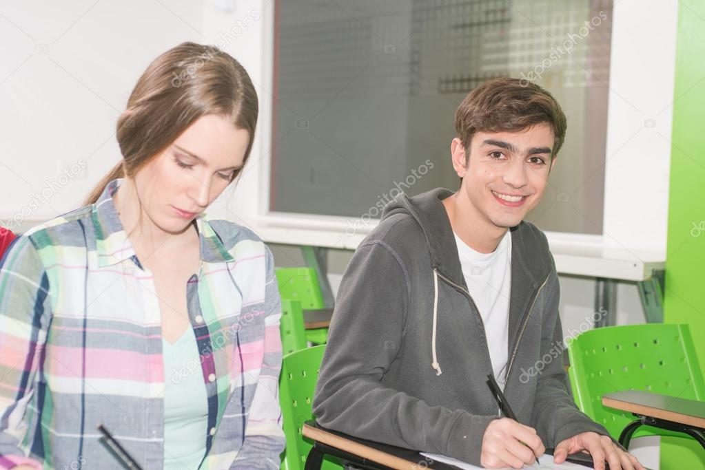 teenage students in classroom