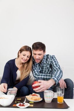 bir kahvaltı beutifull Çift