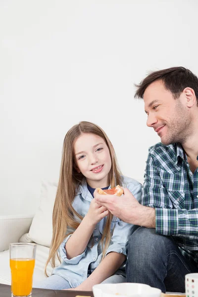 Girl having a breakfast — Stock Photo, Image